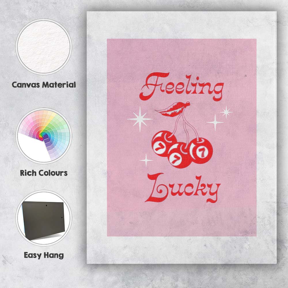 Feeling Lucky Cherry Slot Machine Illustration Canvas Wall Art Print Decor Picture Ready to Hang