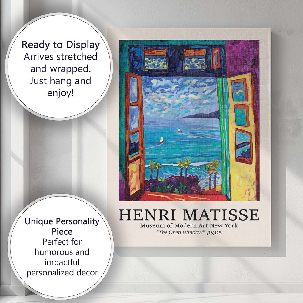 Henri Matisse The Open Window Fauvist Coastal Landscape Canvas Wall Art Print Decor Picture Ready to Hang