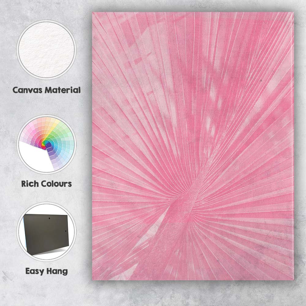Pink Tropical Palm Leaf Botanical Minimal Photography Canvas Wall Art Print Decor Picture Ready to Hang