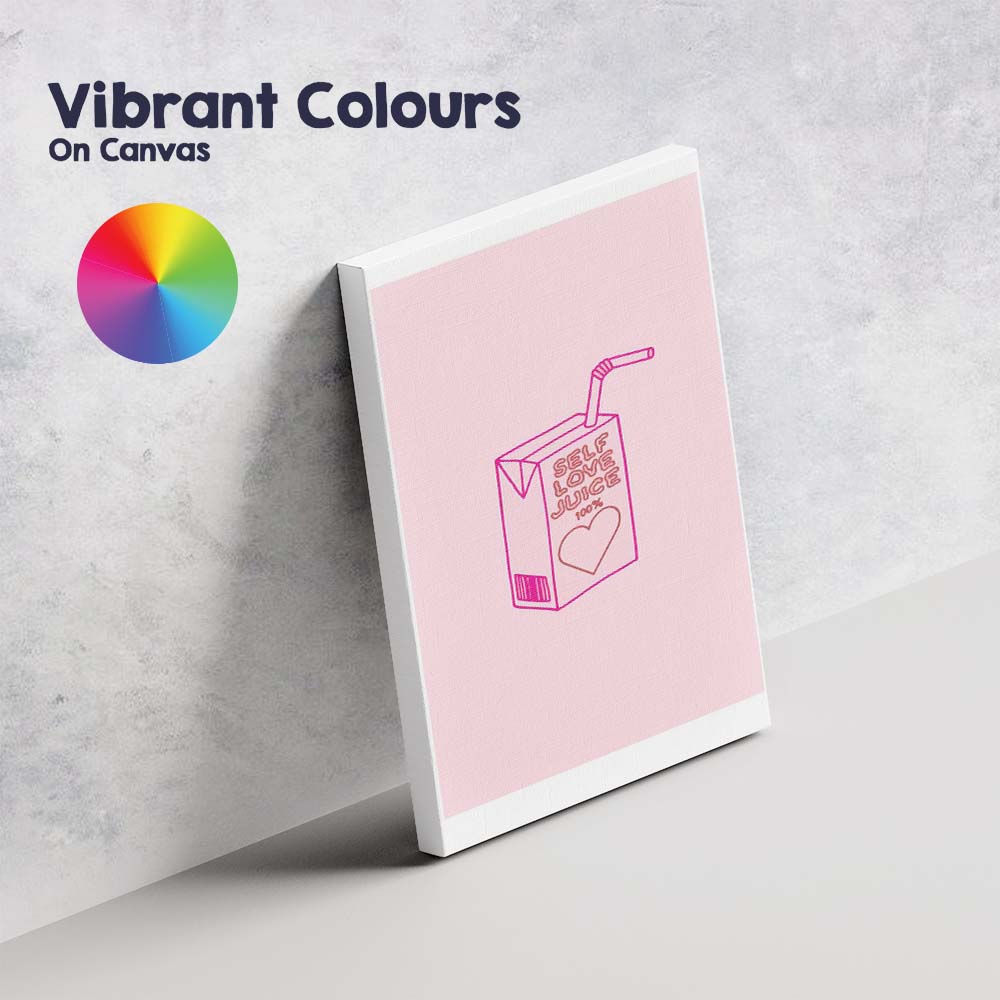 Self Love Juice Minimal Pink Line Art Illustration Canvas Wall Art Print Decor Picture Ready to Hang