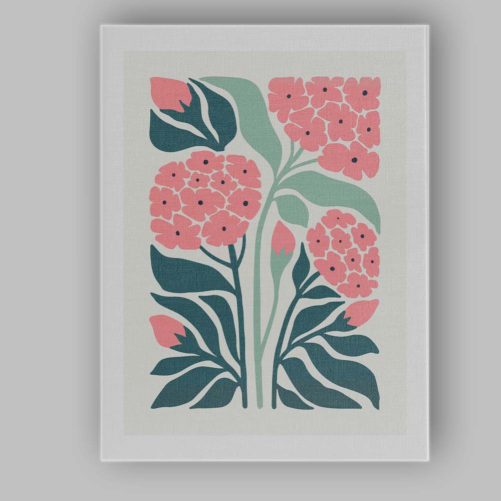 Scandinavian Pink Floral Botanical Garden Illustration Canvas Wall Art Print Decor Picture Ready to Hang