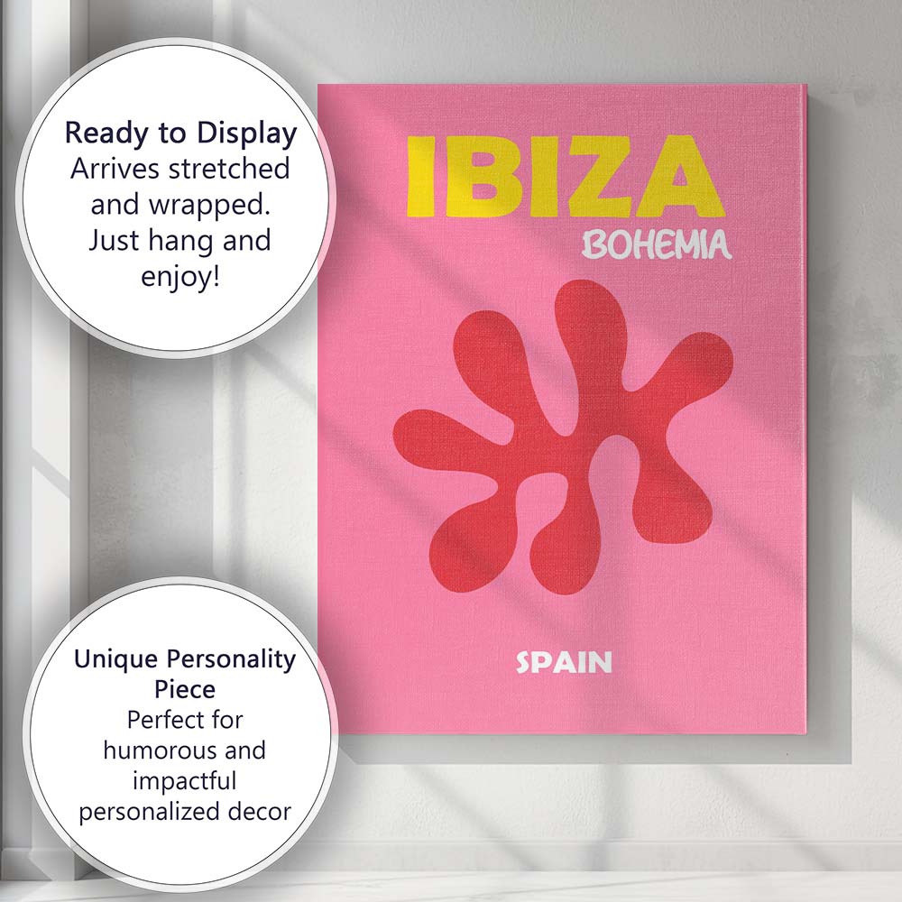 Ibiza Bohemia Abstract Floral Travel Poster Canvas Wall Art Print Decor Picture Ready to Hang