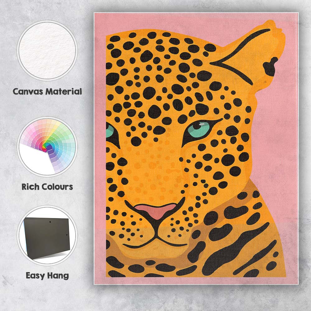 Pink Leopard Portrait Pop Art Animal Illustration Canvas Wall Art Print Decor Picture Ready to Hang