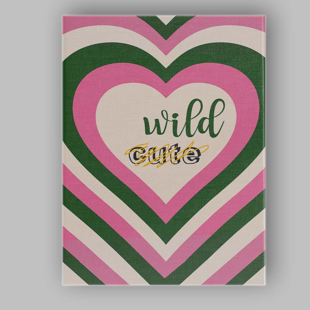 Wild Cute Retro Heart Stripe Typography Canvas Wall Art Print Decor Picture Ready to Hang