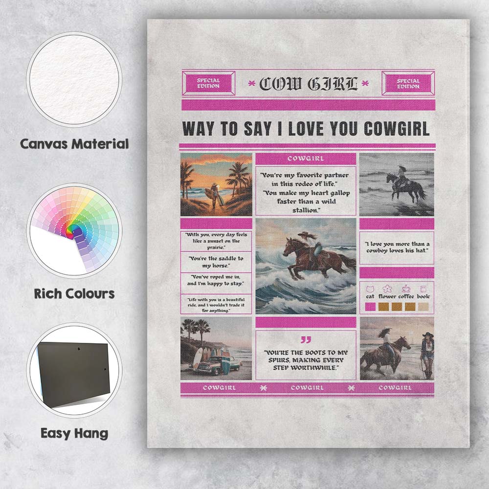 Cowgirl Romantic Love Quotes Western Collage Canvas Wall Art Print Decor Picture Ready to Hang