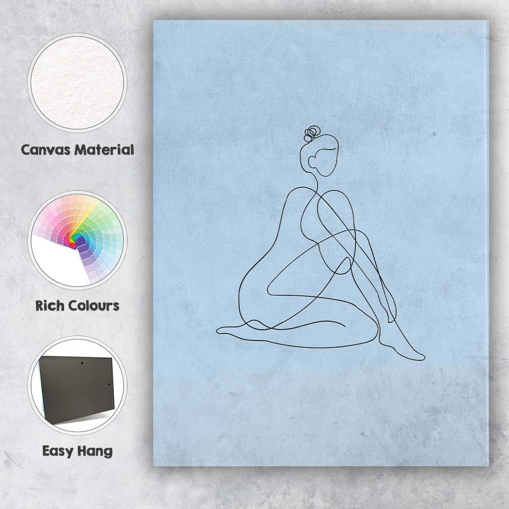Minimalist Female Continuous Line Drawing Figure Canvas Wall Art Print Decor Picture Ready to Hang