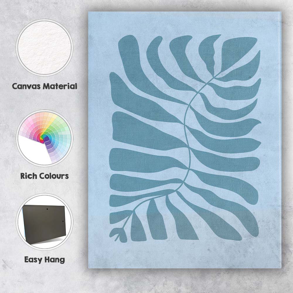 Abstract Blue Tropical Monstera Leaf Silhouette Canvas Wall Art Print Decor Picture Ready to Hang