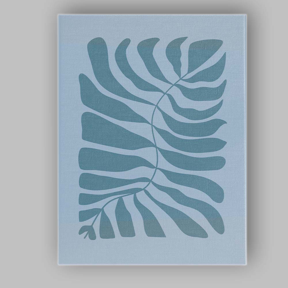 Abstract Blue Tropical Monstera Leaf Silhouette Canvas Wall Art Print Decor Picture Ready to Hang