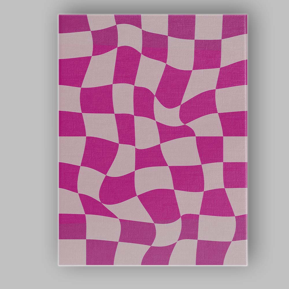 Pink Wavy Checkerboard Abstract Geometric Pattern Canvas Wall Art Print Decor Picture Ready to Hang