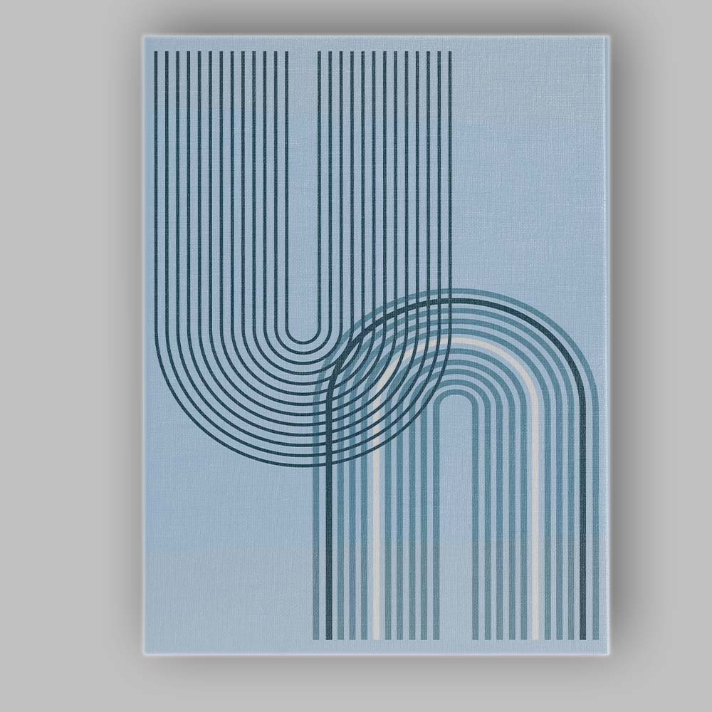 Abstract Blue Geometric Arch Line Art Minimalist Canvas Wall Art Print Decor Picture Ready to Hang