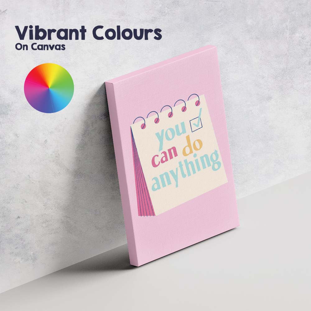 You Can Do Anything Motivational Typography Notebook Illustration Canvas Wall Art Print Decor Picture Ready to Hang