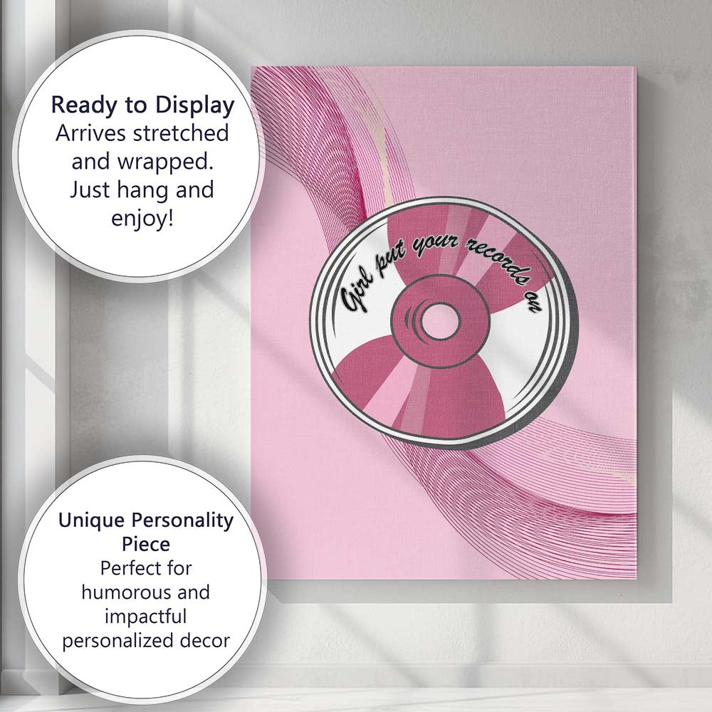 Girl Put Your Records On Retro Music CD Canvas Wall Art Print Decor Picture Ready to Hang