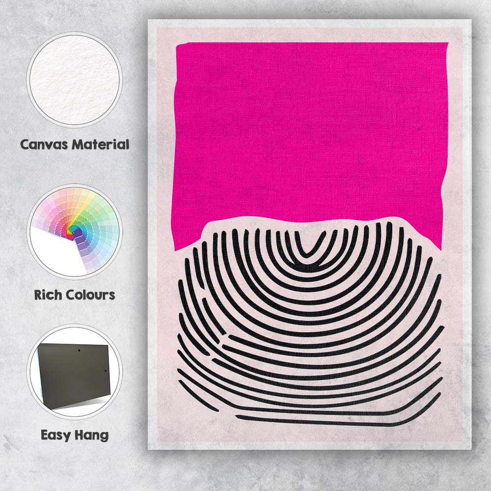 Abstract Pink Black Minimalist Fingerprint Line Art Canvas Wall Art Print Decor Picture Ready to Hang