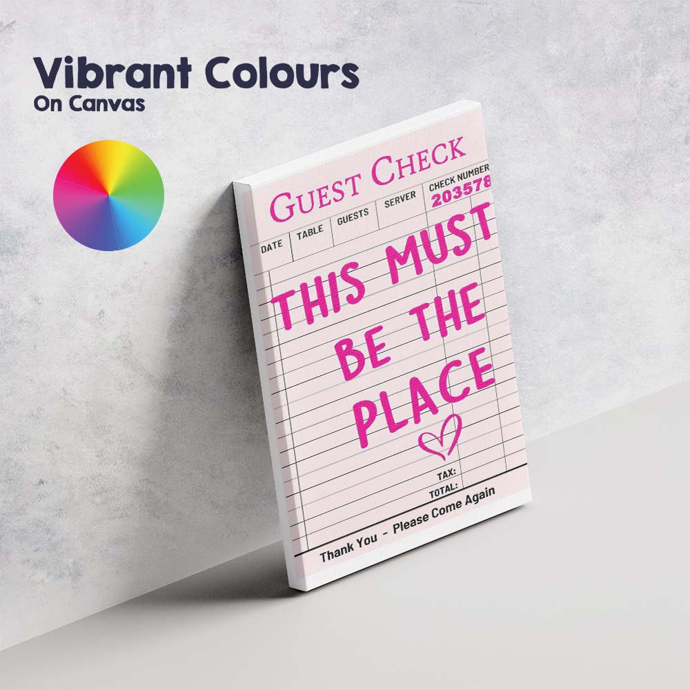 This Must Be The Place Retro Guest Check Typography Canvas Wall Art Print Decor Picture Ready to Hang