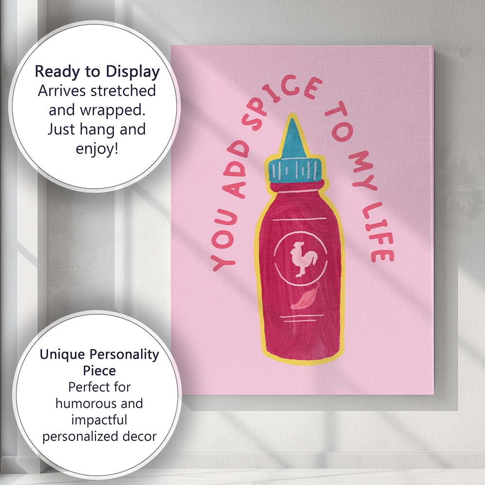 You Add Spice To My Life Hot Sauce Illustration Canvas Wall Art Print Decor Picture Ready to Hang