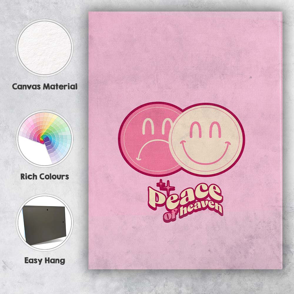 Peace Of Heaven Happy Sad Smiley Faces Canvas Wall Art Print Decor Picture Ready to Hang