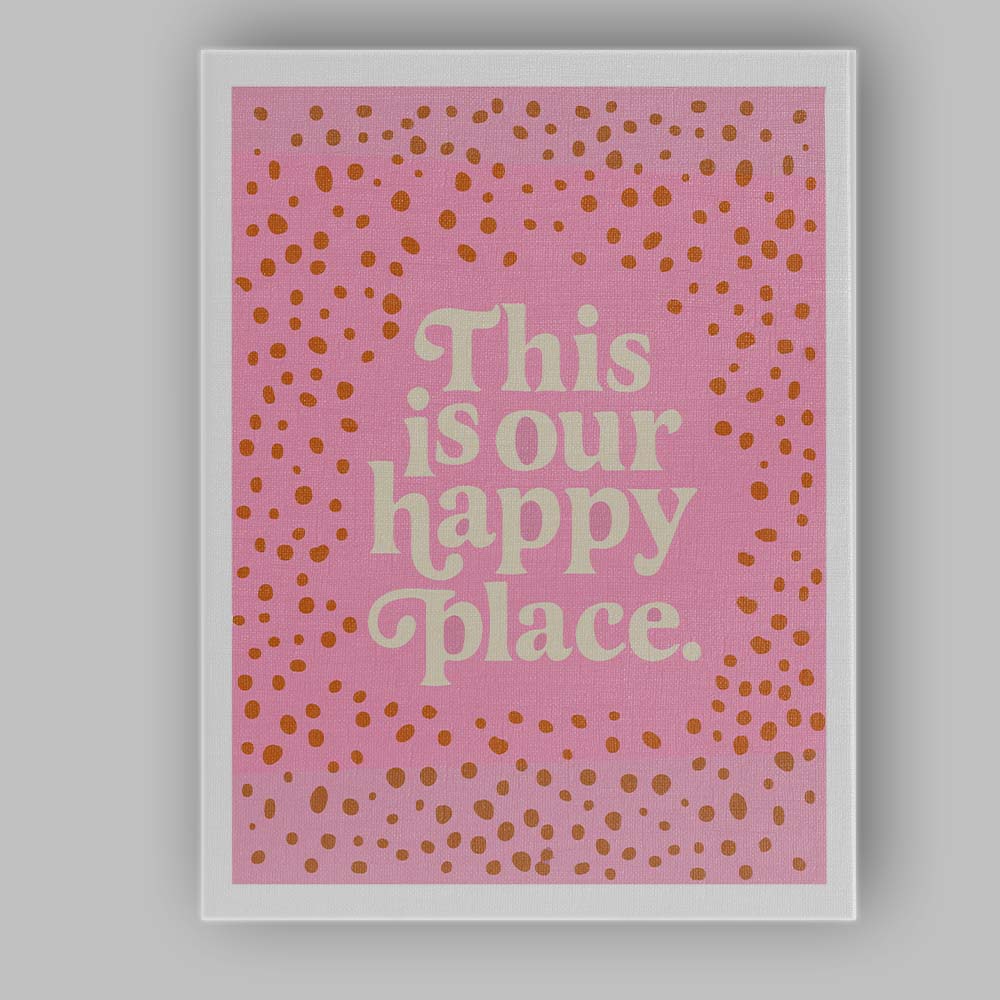 This Is Our Happy Place Retro Typography Print Canvas Wall Art Print Decor Picture Ready to Hang