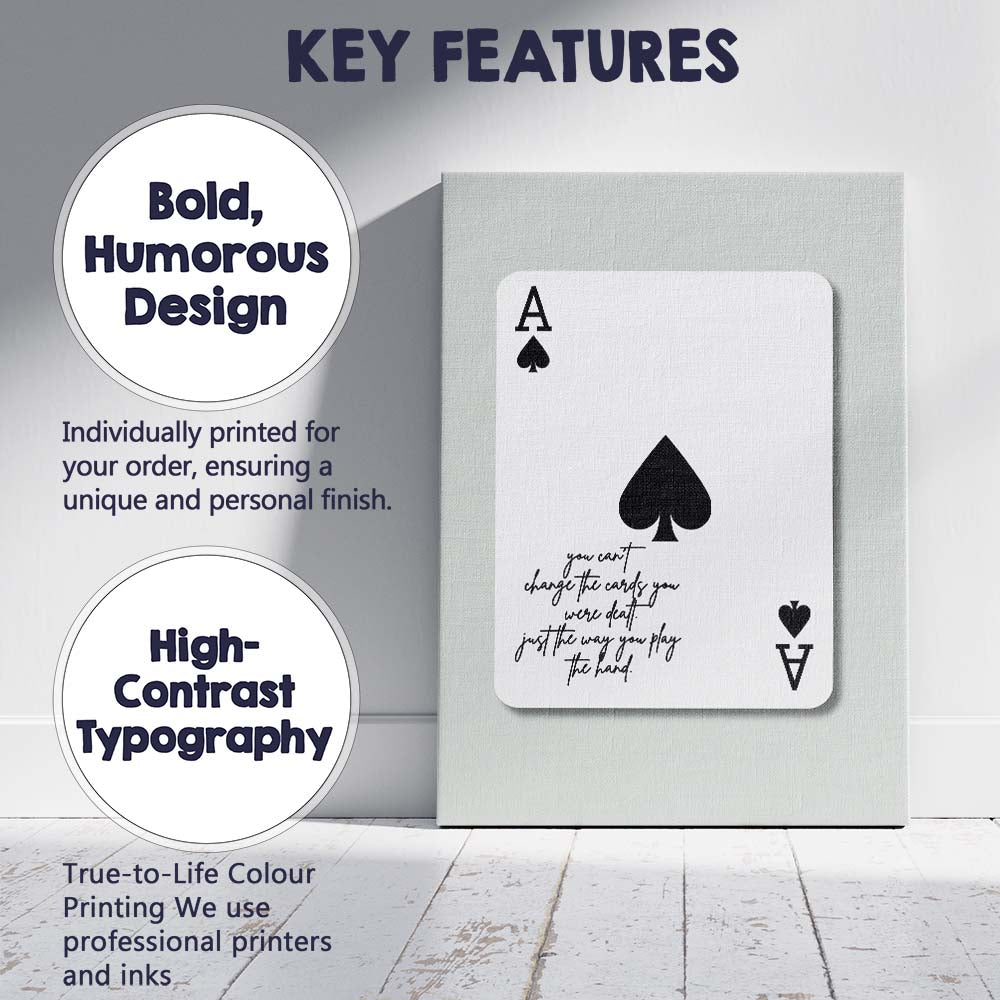Ace Of Spades Playing Card Motivational Quote Canvas Wall Art Print Decor Picture Ready to Hang