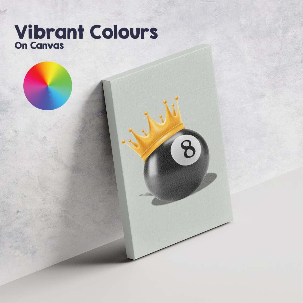 Luxury Gold Crown Eight Ball Illustration Canvas Wall Art Print Decor Picture Ready to Hang
