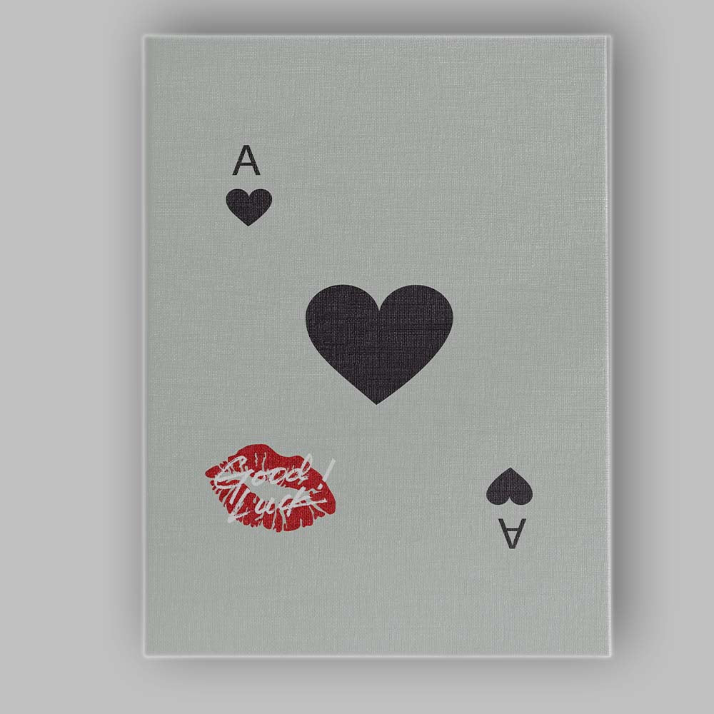 Minimalist Ace Of Hearts Playing Card Kiss Graphic Canvas Wall Art Print Decor Picture Ready to Hang