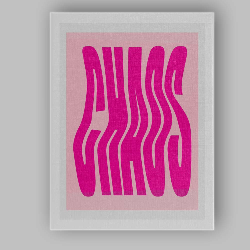 Psychedelic Pink Wavy Typography Canvas Wall Art Print Decor Picture Ready to Hang