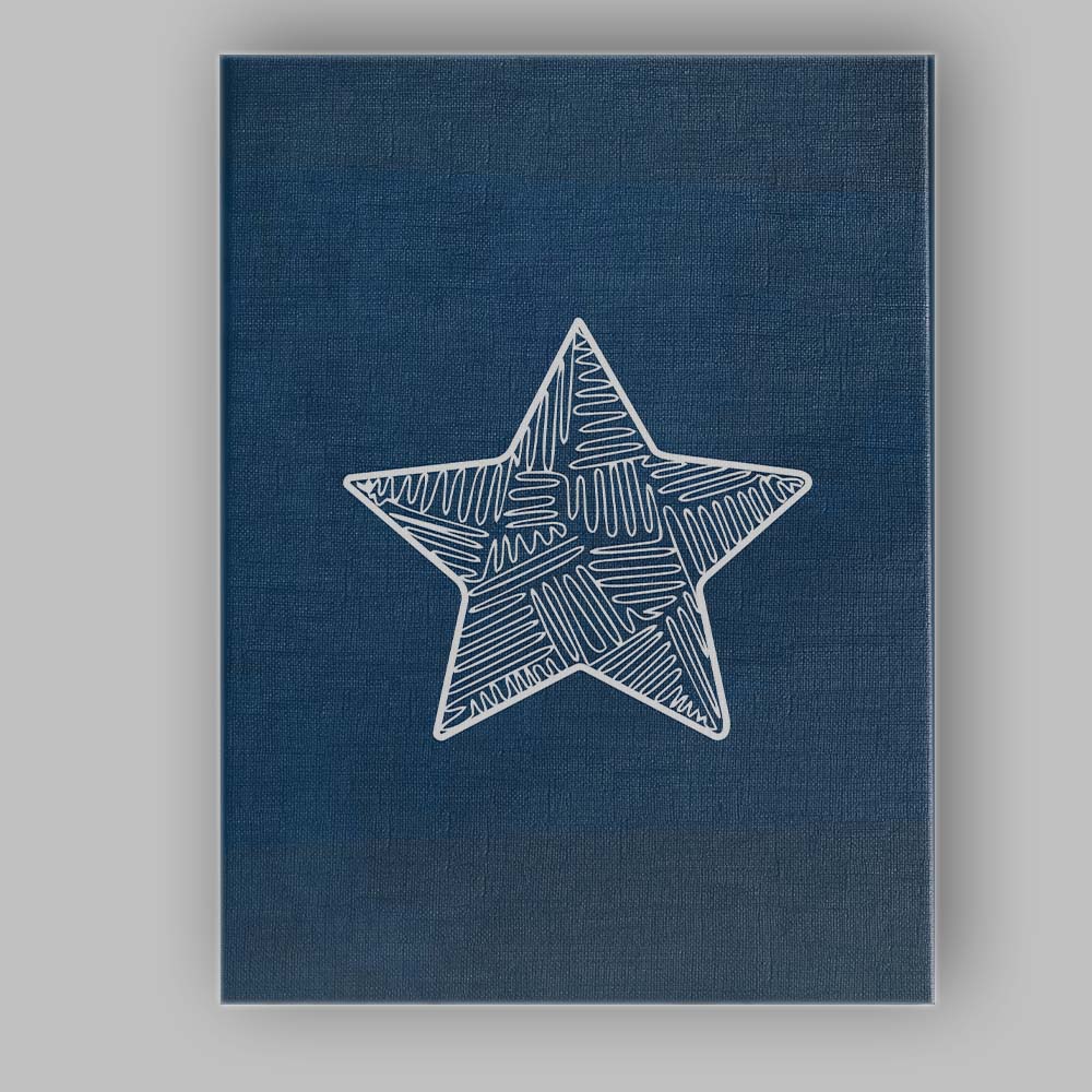 White Hand Drawn Star Navy Blue Minimalist Illustration Canvas Wall Art Print Decor Picture Ready to Hang
