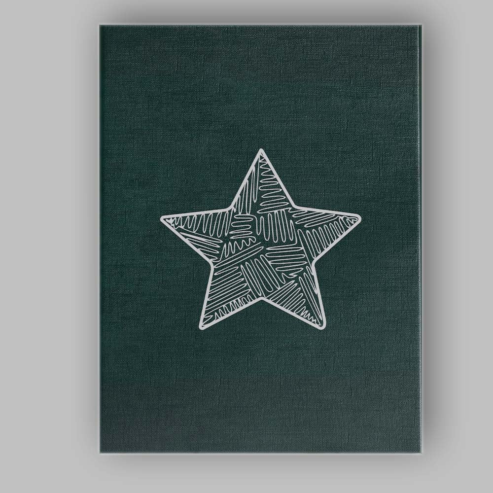 White Hand Drawn Star Dark Green Minimalist Illustration Canvas Wall Art Print Decor Picture Ready to Hang