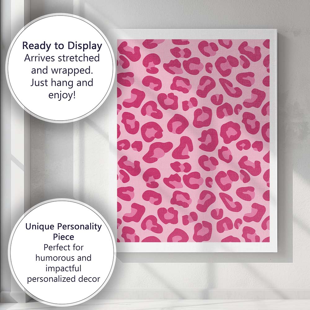 Hot Pink Leopard Animal Print Repeat Pattern Canvas Wall Art Print Decor Picture Ready to Hang