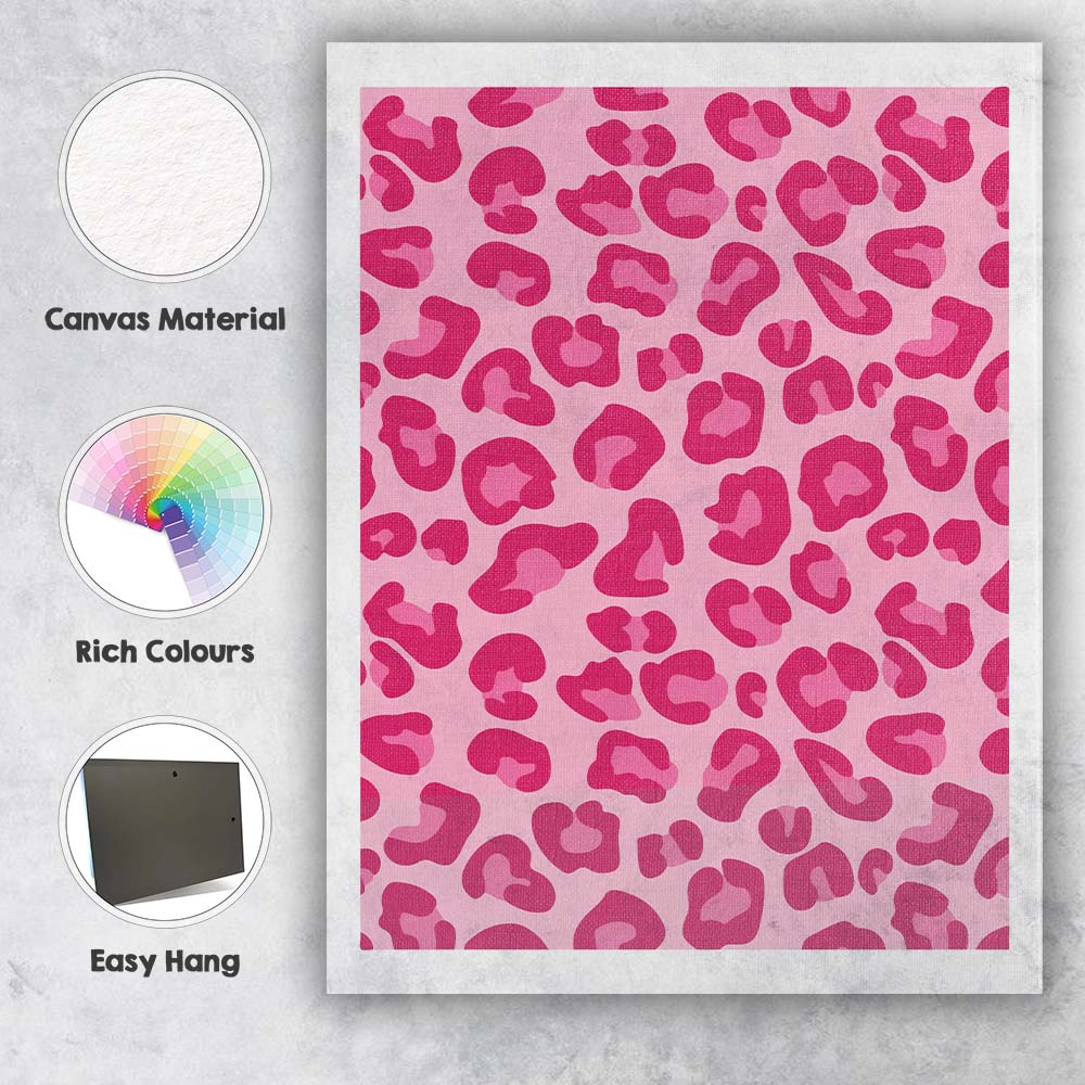Hot Pink Leopard Animal Print Repeat Pattern Canvas Wall Art Print Decor Picture Ready to Hang