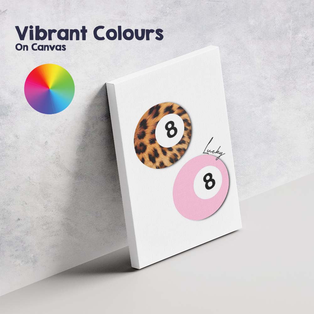 Pink Lucky Eight Ball Coquette Aesthetic Illustration Canvas Wall Art Print Decor Picture Ready to Hang