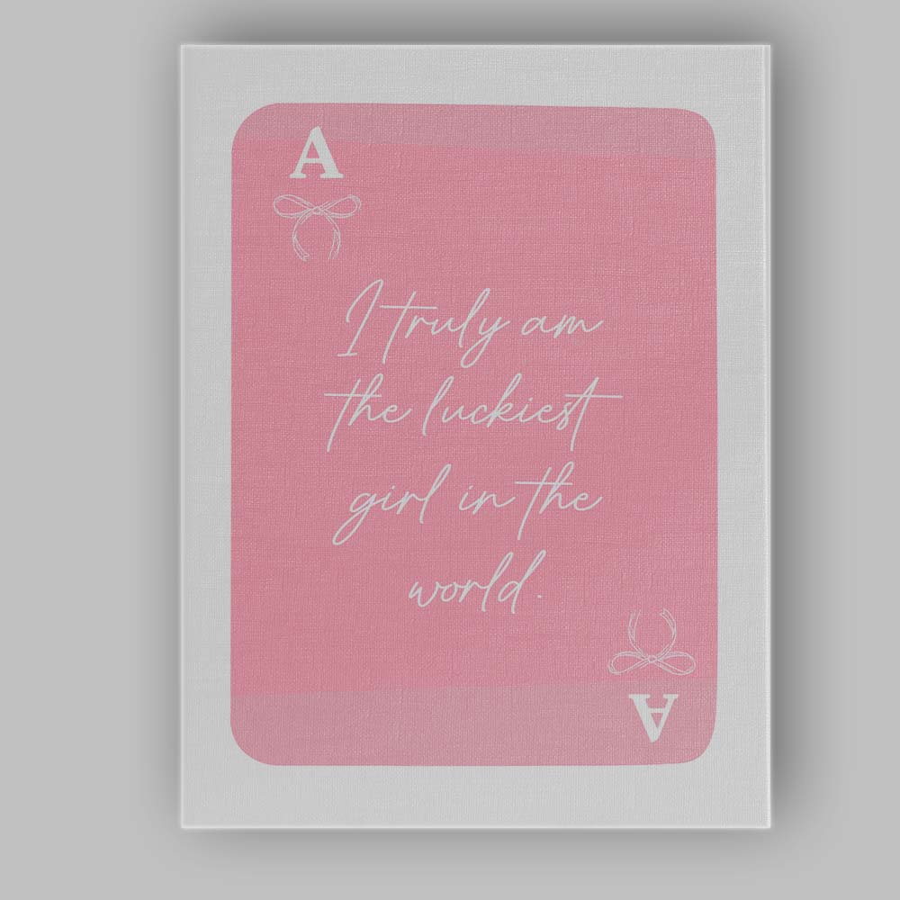 Pink Playing Card Inspirational Quote Coquette Typography Canvas Wall Art Print Decor Picture Ready to Hang