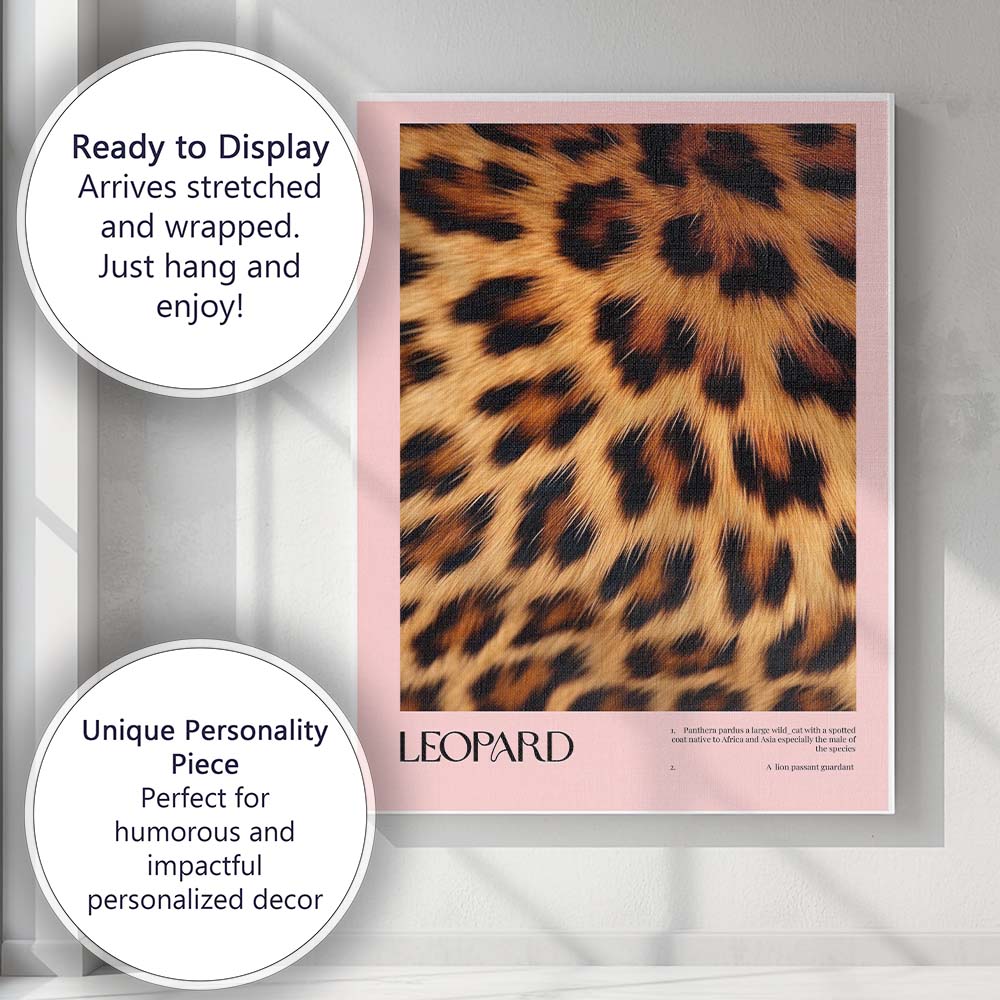 Pink Leopard Fur Fashion Animal Print Poster Canvas Wall Art Print Decor Picture Ready to Hang