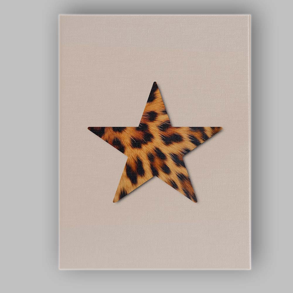 Brown Leopard Print Star Minimalist Neutral Background Canvas Wall Art Print Decor Picture Ready to Hang