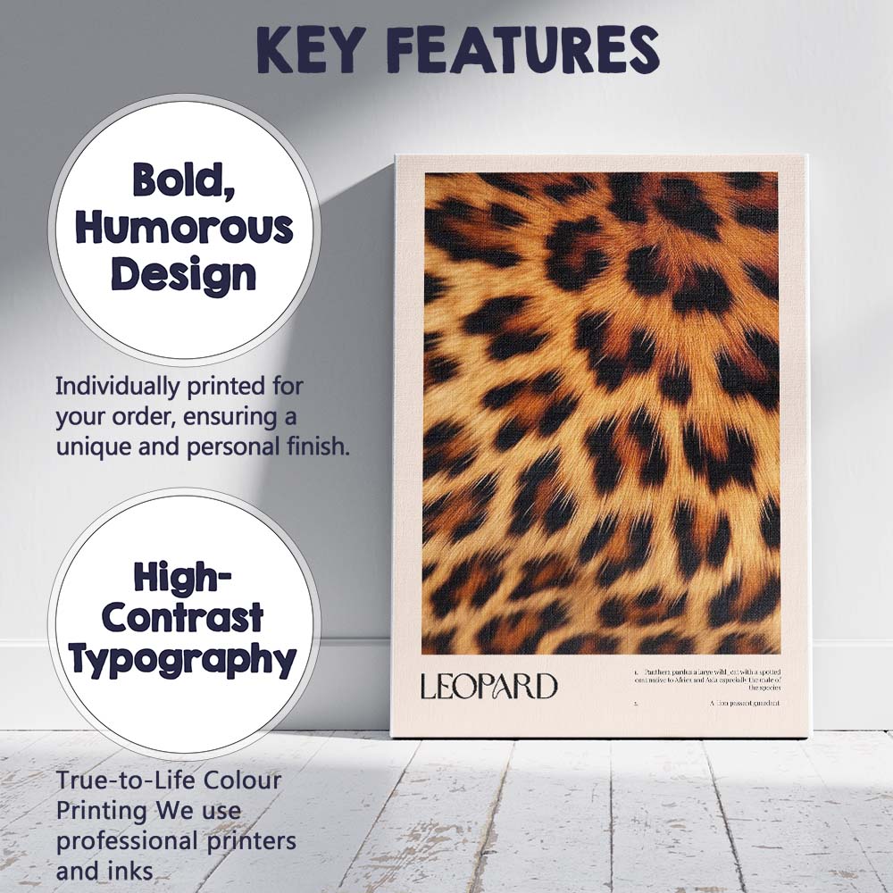 Beige Leopard Fur Fashion Animal Print Poster Canvas Wall Art Print Decor Picture Ready to Hang