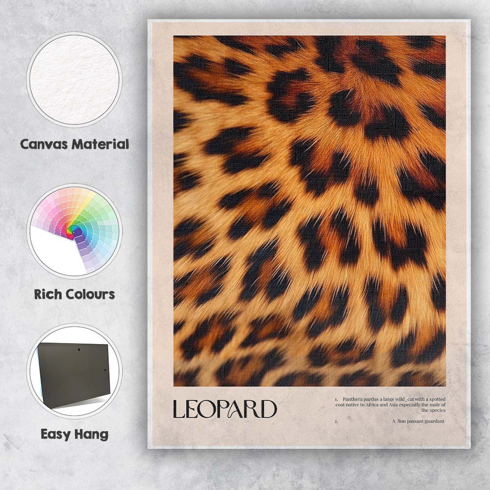 Beige Leopard Fur Fashion Animal Print Poster Canvas Wall Art Print Decor Picture Ready to Hang