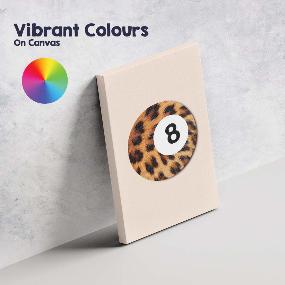 Leopard Print Eight Ball Minimalist Retro Canvas Wall Art Print Decor Picture Ready to Hang