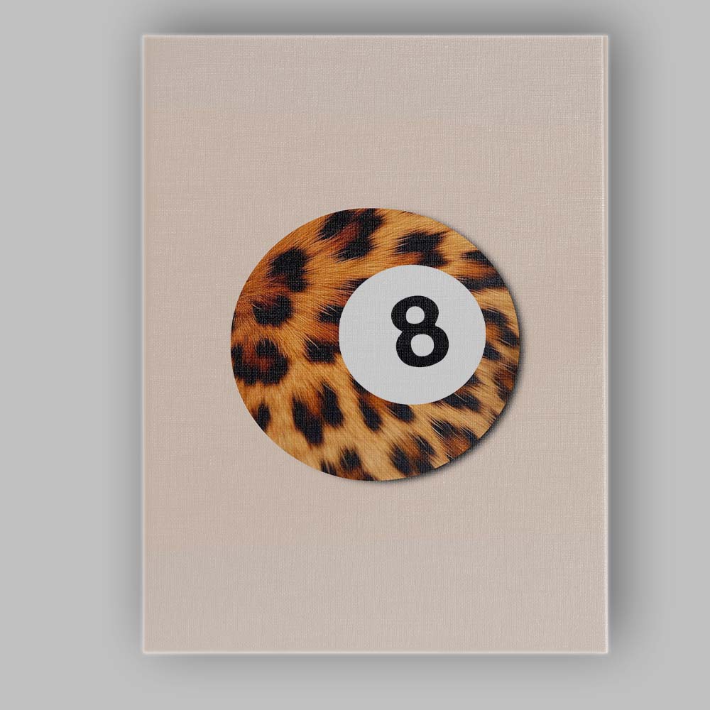 Leopard Print Eight Ball Minimalist Retro Canvas Wall Art Print Decor Picture Ready to Hang