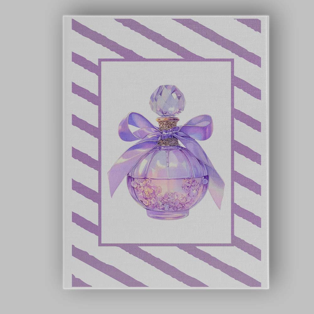 Lavender Perfume Bottle With Ribbon Coquette Illustration Canvas Wall Art Print Decor Picture Ready to Hang
