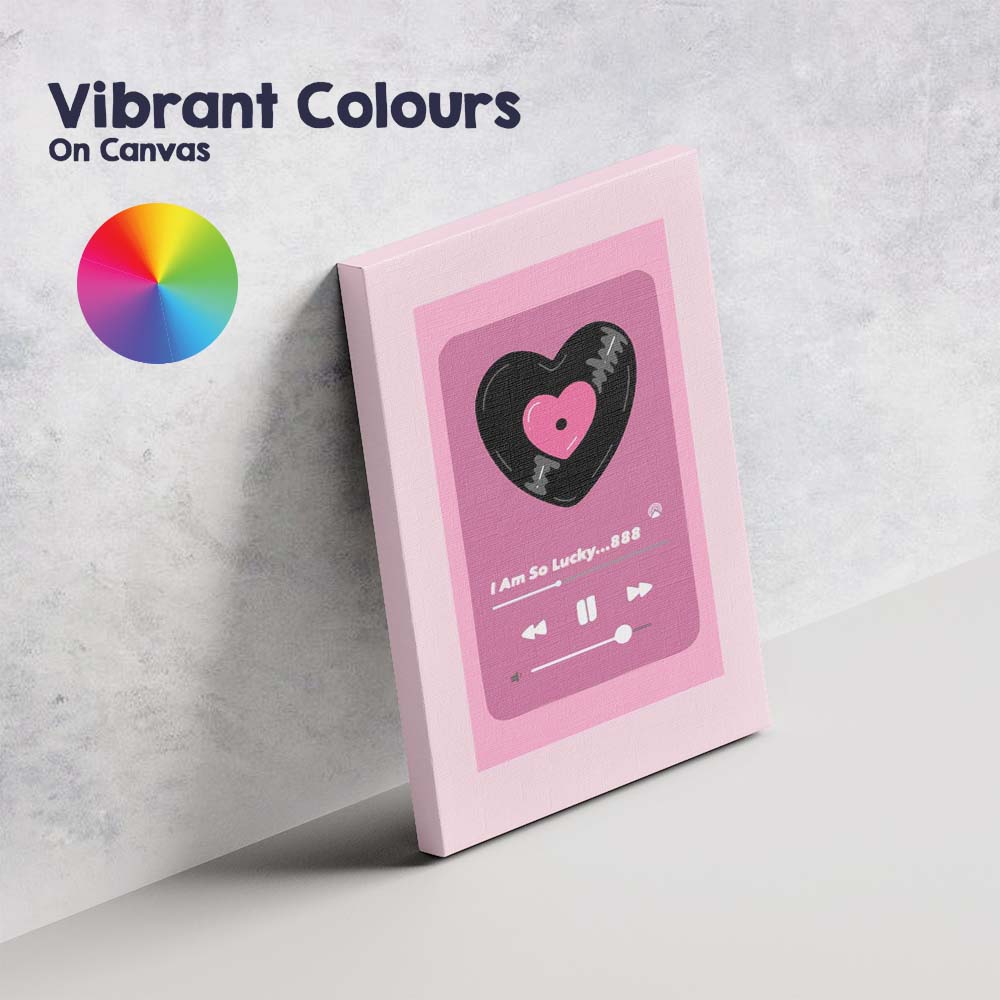 Pink Heart Music Player Aesthetic Illustration Canvas Wall Art Print Decor Picture Ready to Hang