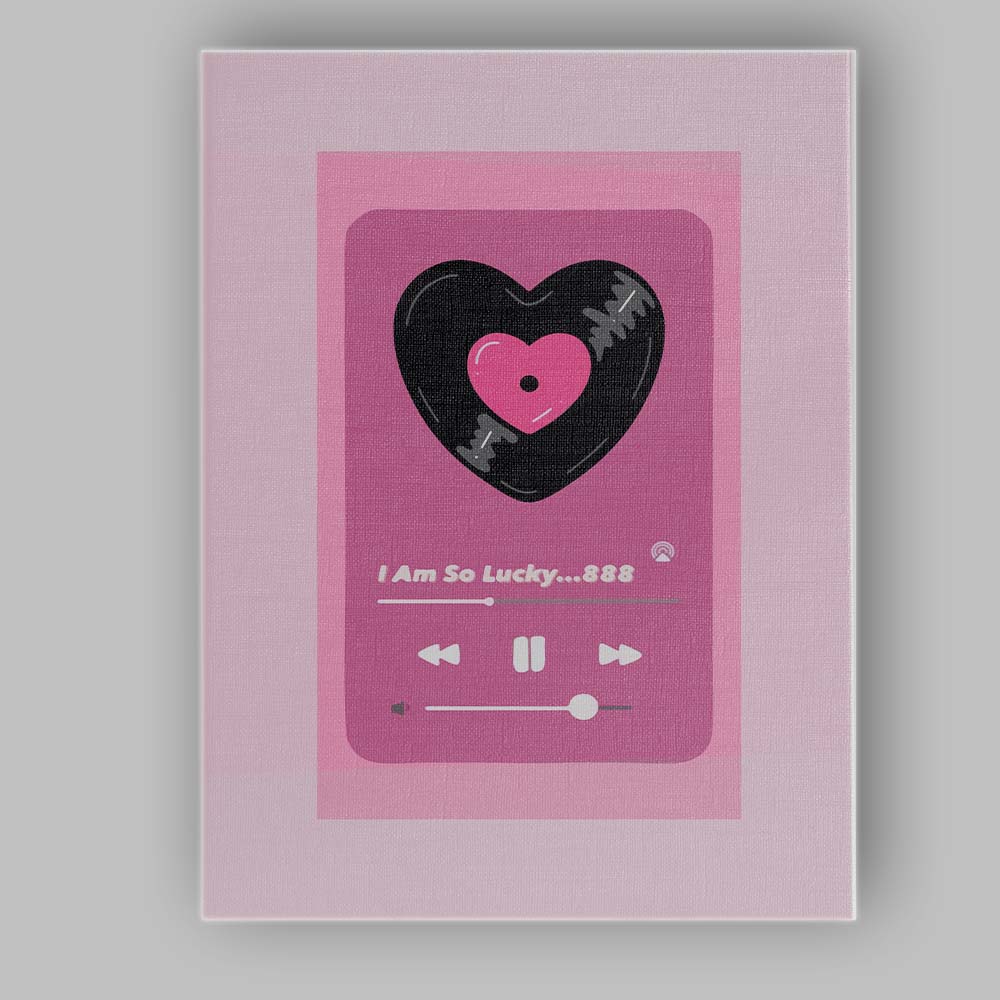 Pink Heart Music Player Aesthetic Illustration Canvas Wall Art Print Decor Picture Ready to Hang
