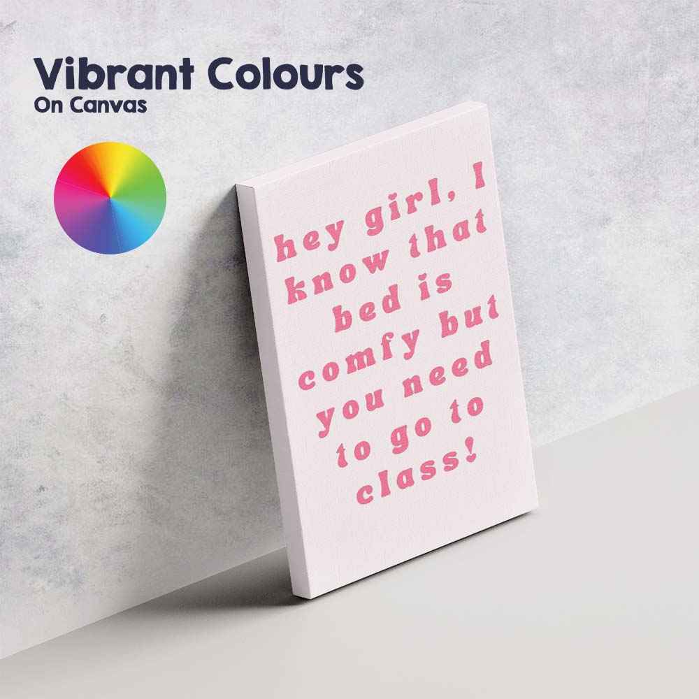 Pink Hey Girl Motivational Typography Quote Canvas Wall Art Print Decor Picture Ready to Hang