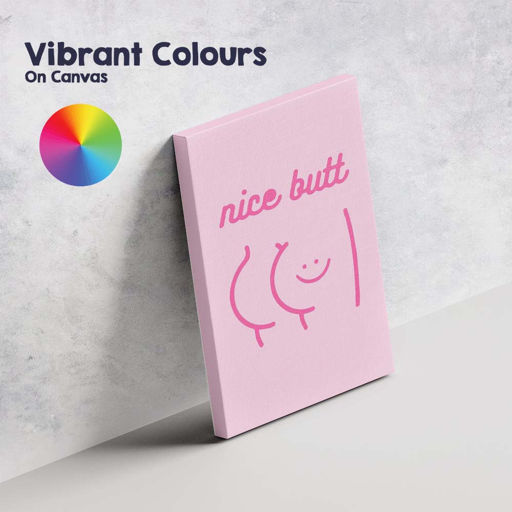Cute Nice Butt Minimal Line Art Humorous Canvas Wall Art Print Decor Picture Ready to Hang