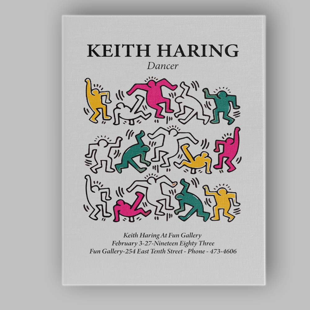 Keith Haring Colourful Dancing Figures Exhibition Style Canvas Wall Art Print Decor Picture Ready to Hang