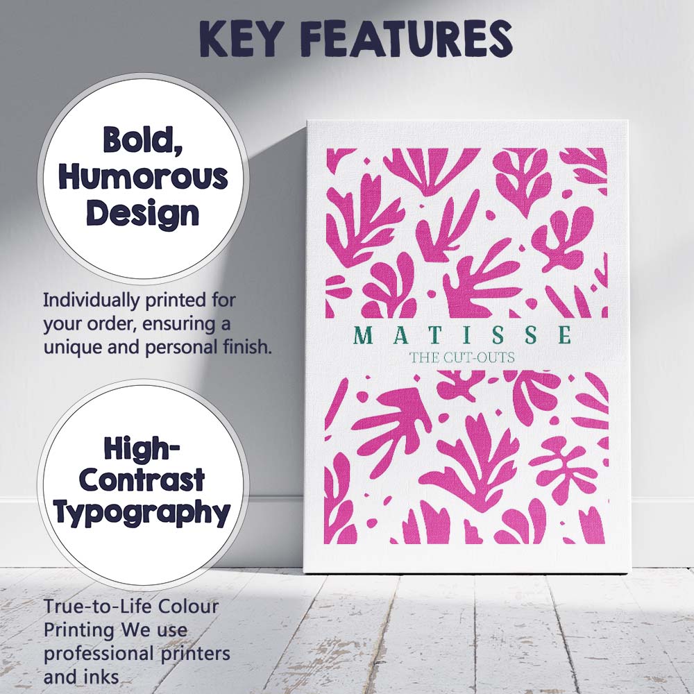 Henri Matisse Pink Botanical Cut Outs Exhibition Style Canvas Wall Art Print Decor Picture Ready to Hang