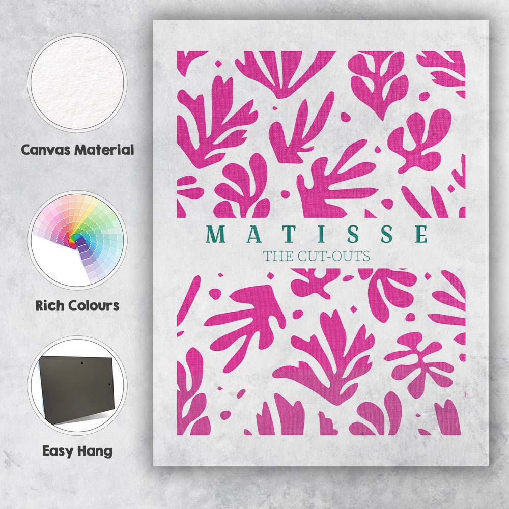 Henri Matisse Pink Botanical Cut Outs Exhibition Style Canvas Wall Art Print Decor Picture Ready to Hang