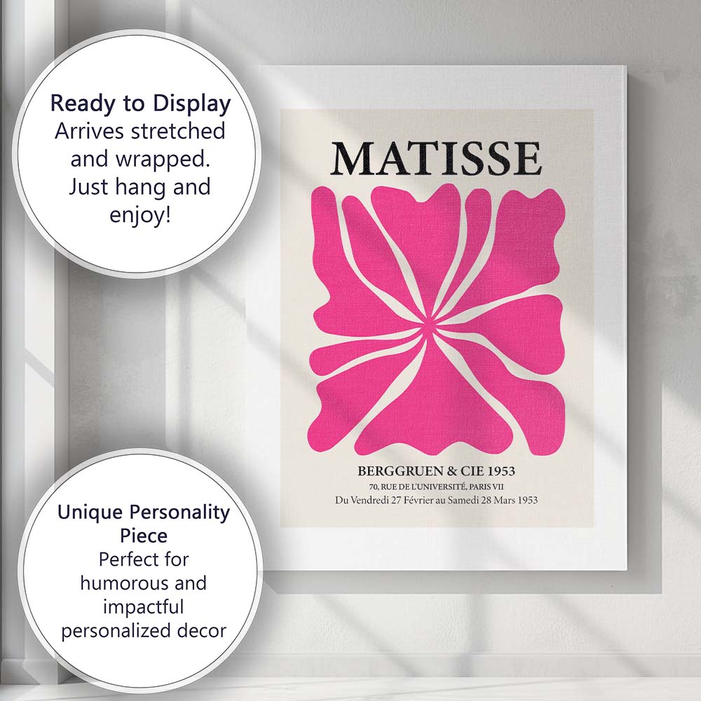 Henri Matisse Pink Abstract Floral Exhibition Poster Canvas Wall Art Print Decor Picture Ready to Hang