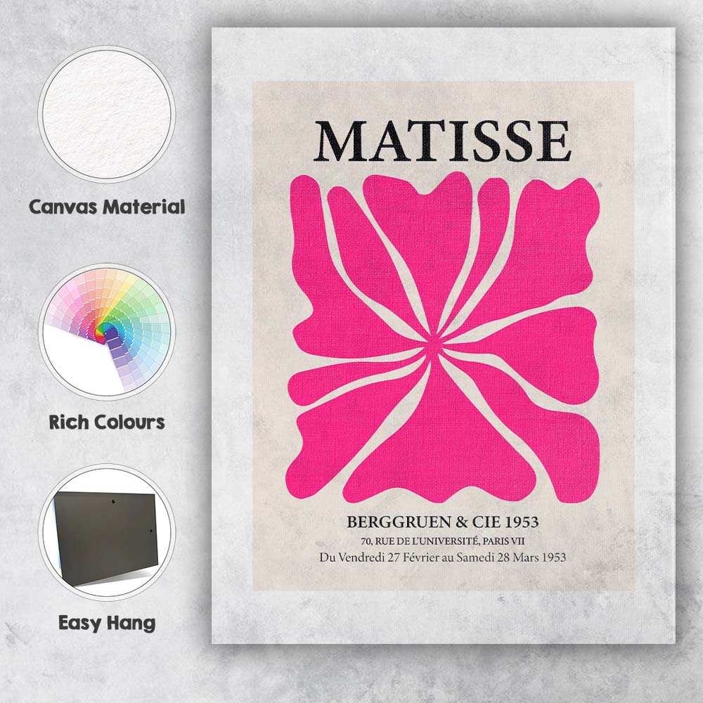 Henri Matisse Pink Abstract Floral Exhibition Poster Canvas Wall Art Print Decor Picture Ready to Hang