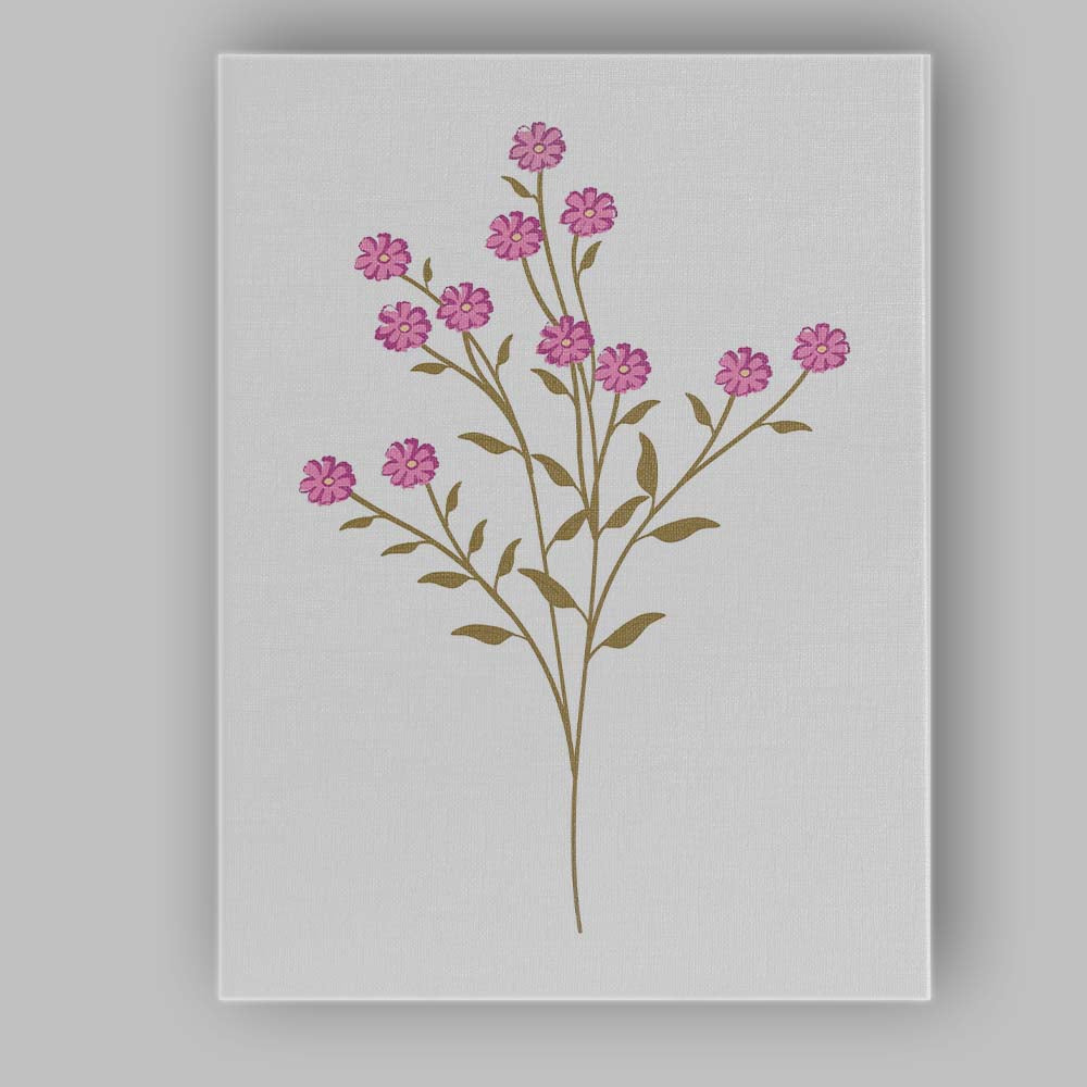 Pink Wildflower Botanical Stem Floral Illustration Canvas Wall Art Print Decor Picture Ready to Hang