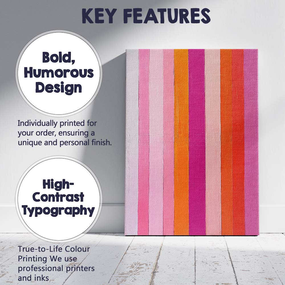 Pink Orange Vertical Stripe Abstract Modern Painting Canvas Wall Art Print Decor Picture Ready to Hang