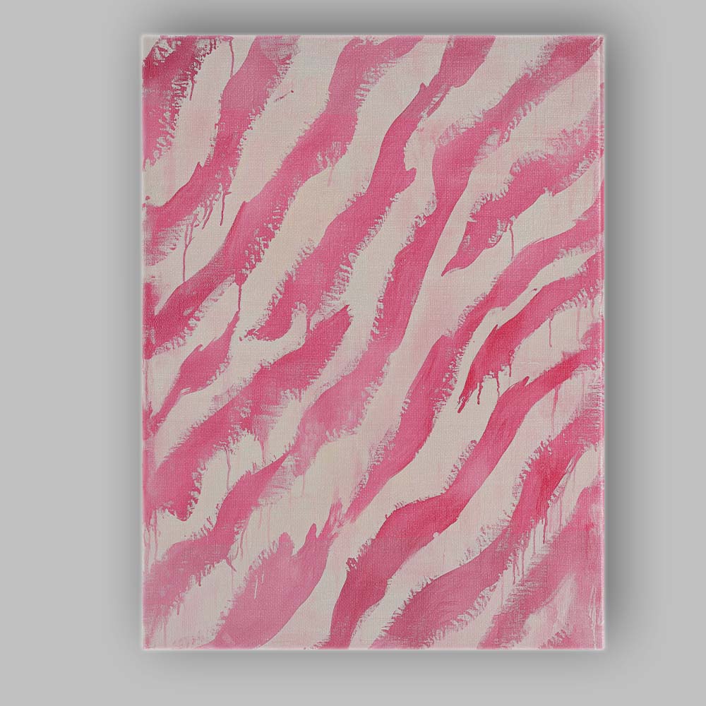 Pink Zebra Stripe Abstract Brushstroke Pattern Canvas Wall Art Print Decor Picture Ready to Hang